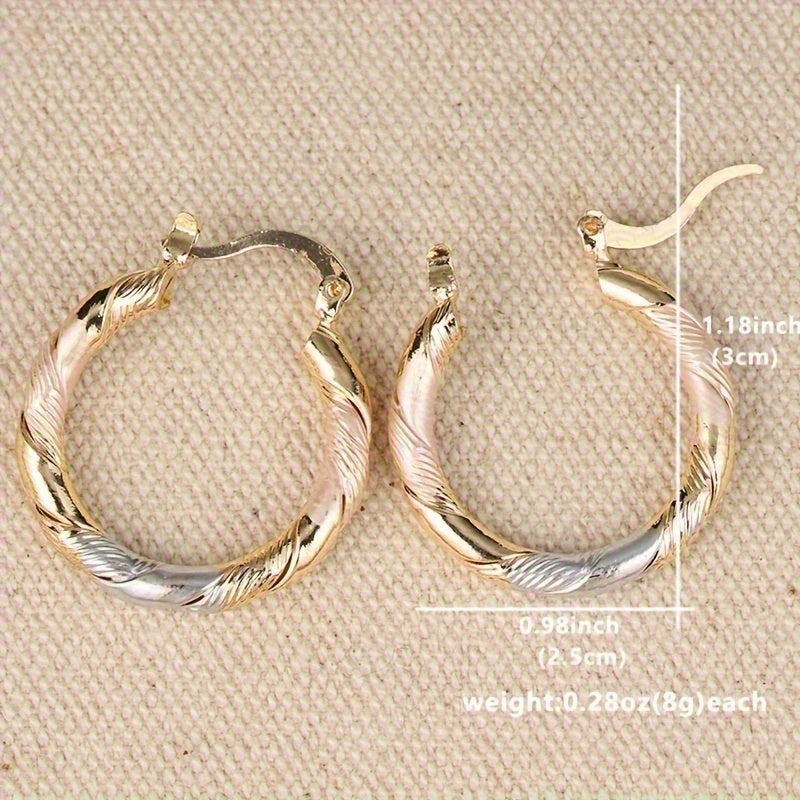 Vintage Round Hoop Gold Silver and Rose Earrings