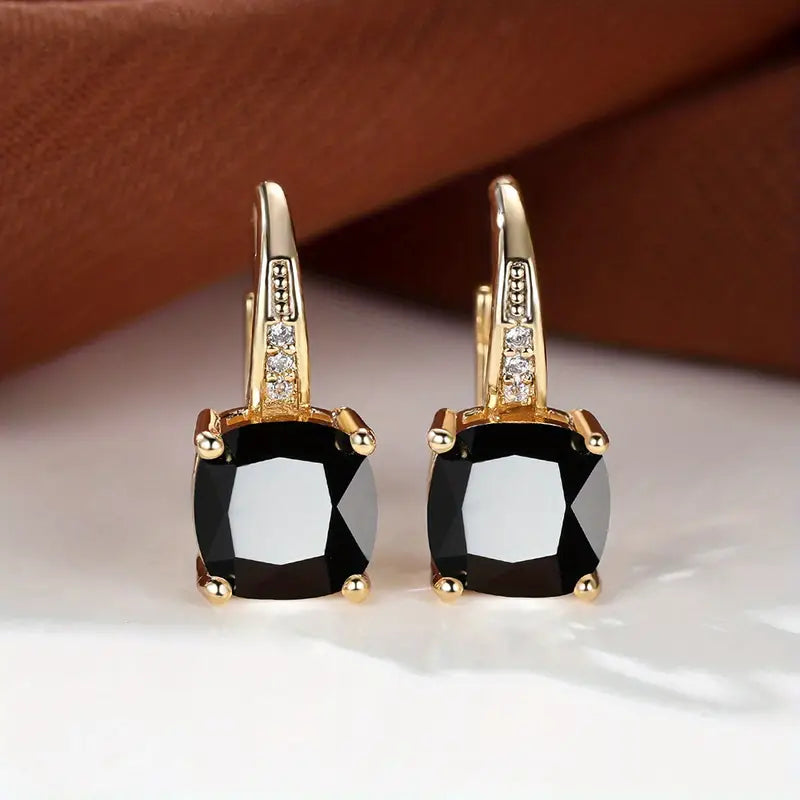 Mystic Sapphire Stone Hoop Earrings