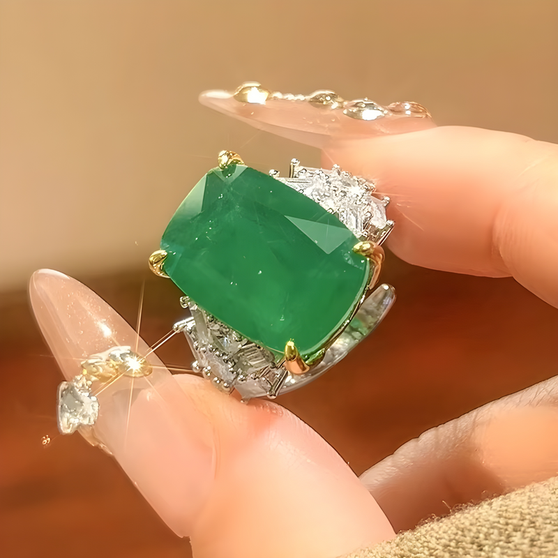 Antique Green Inlaid Glass Ring