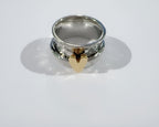 Vintage Golden Heart Silver Ring