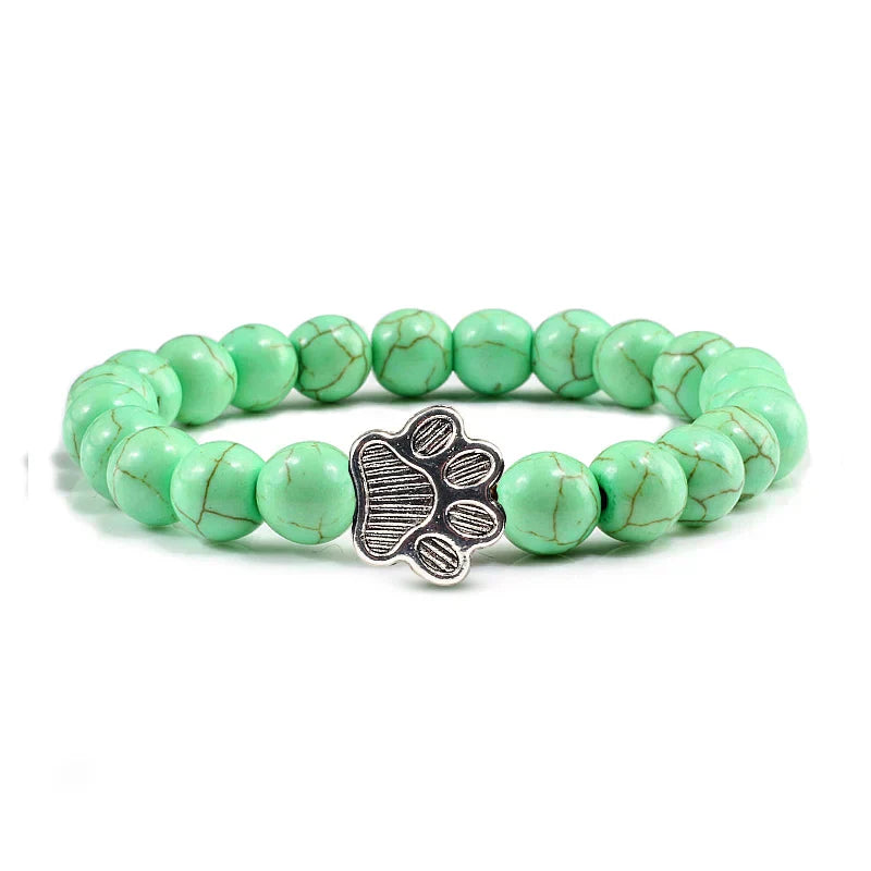 Beaded Paw Bracelet Natural Stone Design