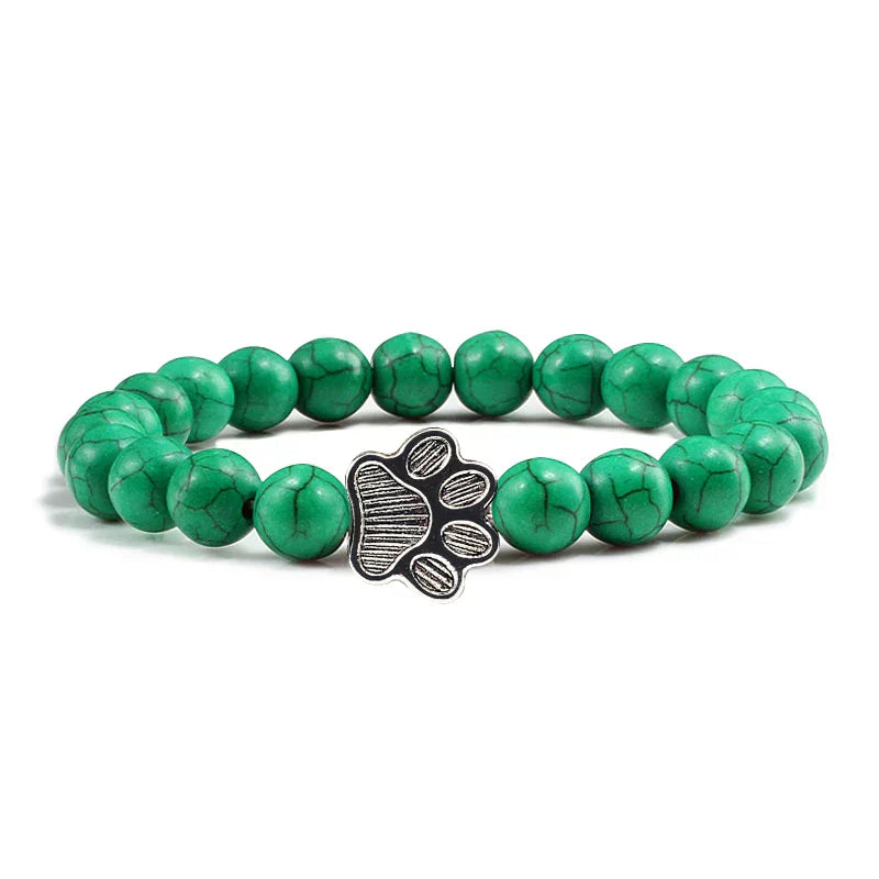 Beaded Paw Bracelet Natural Stone Design