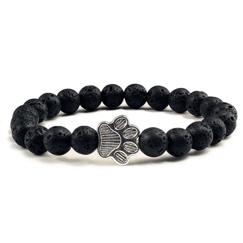 Beaded Paw Bracelet Natural Stone Design