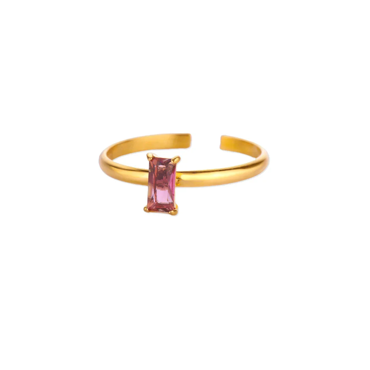 Adjustable Delicate Golden Ring with Colorful Gem