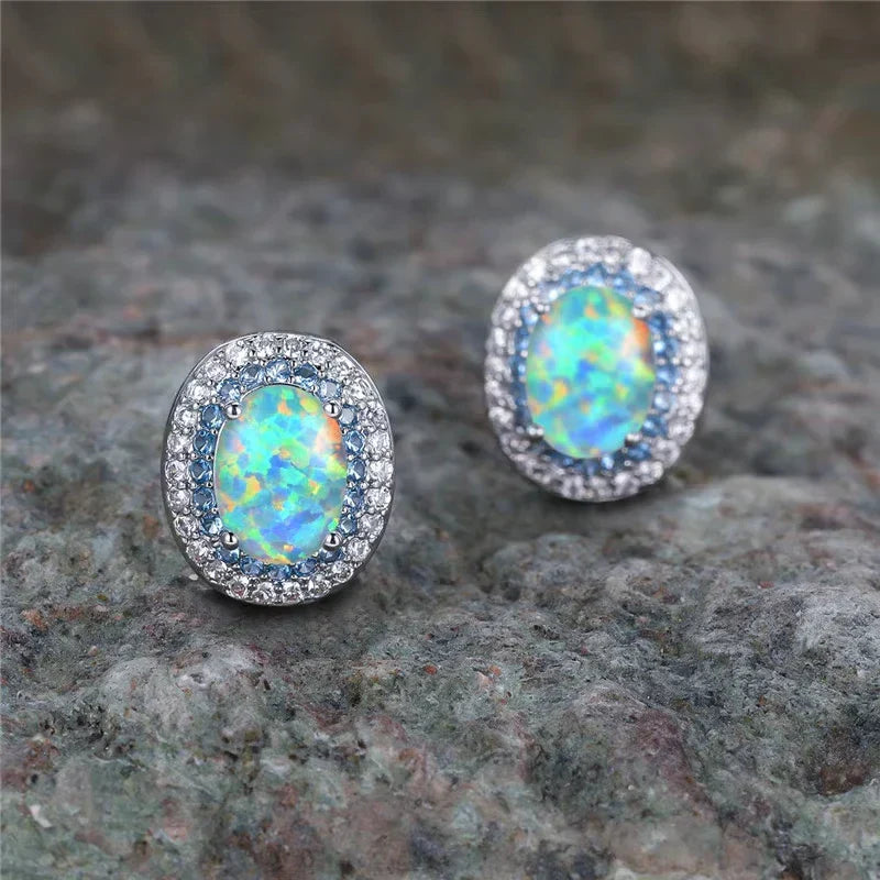 Antique Round Turquoise Stone Stud Earrings
