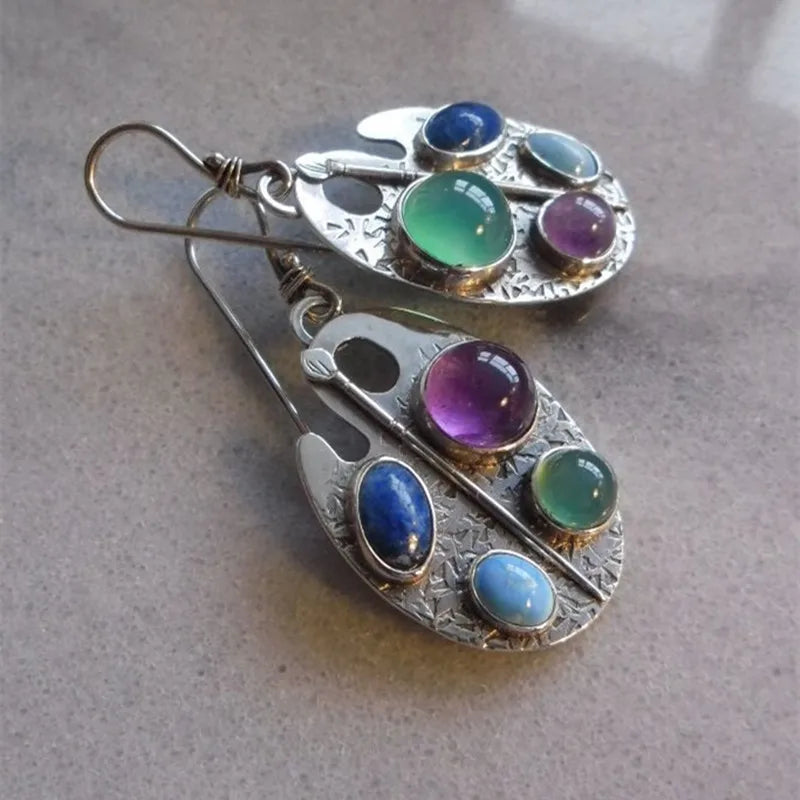 Artist Palette Gemstone Drop Earrings