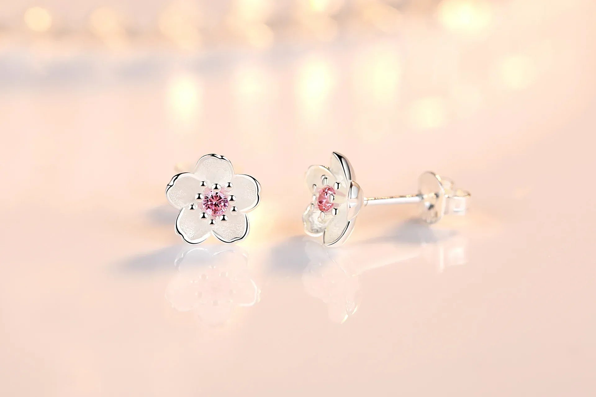 Zircon Flower Stud Earrings
