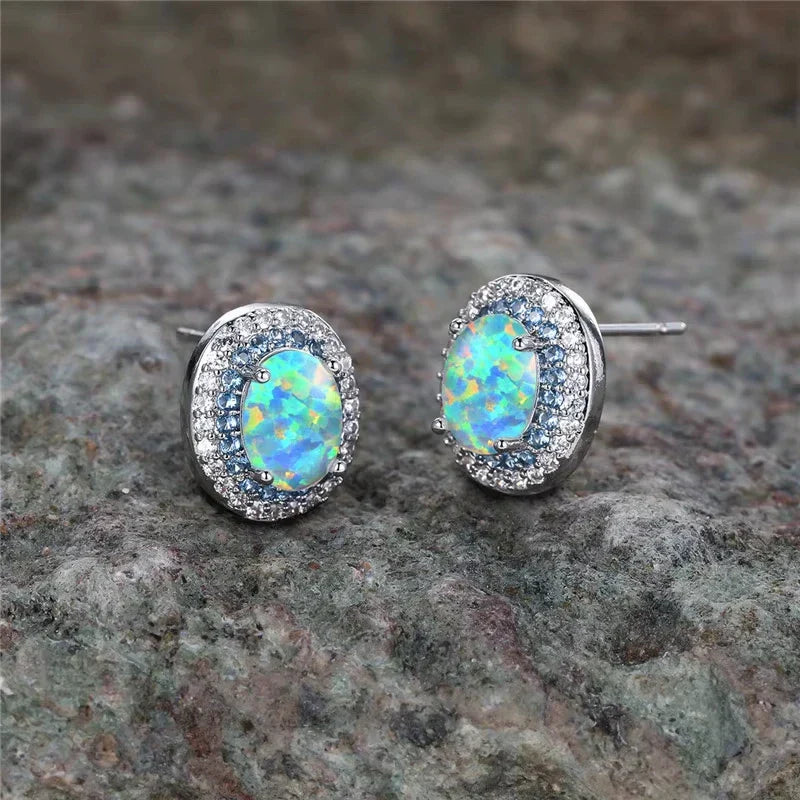 Antique Round Turquoise Stone Stud Earrings