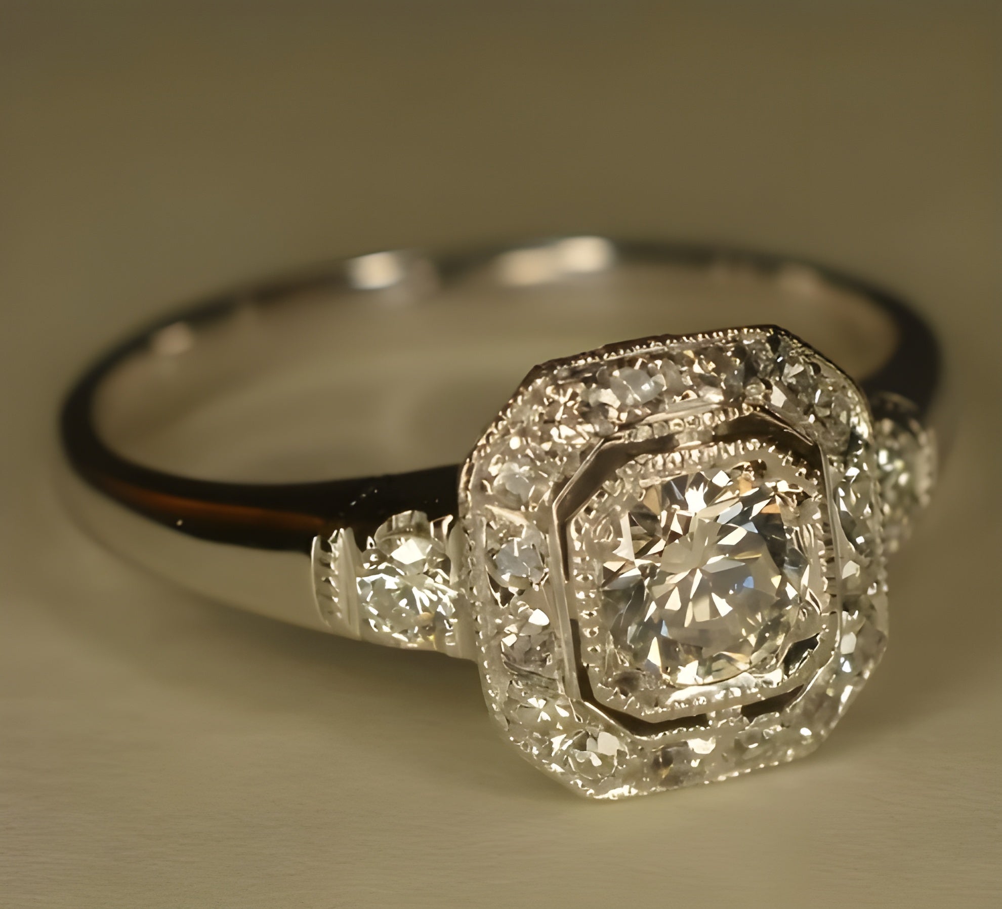 Vintage Crystalline Silver Ring