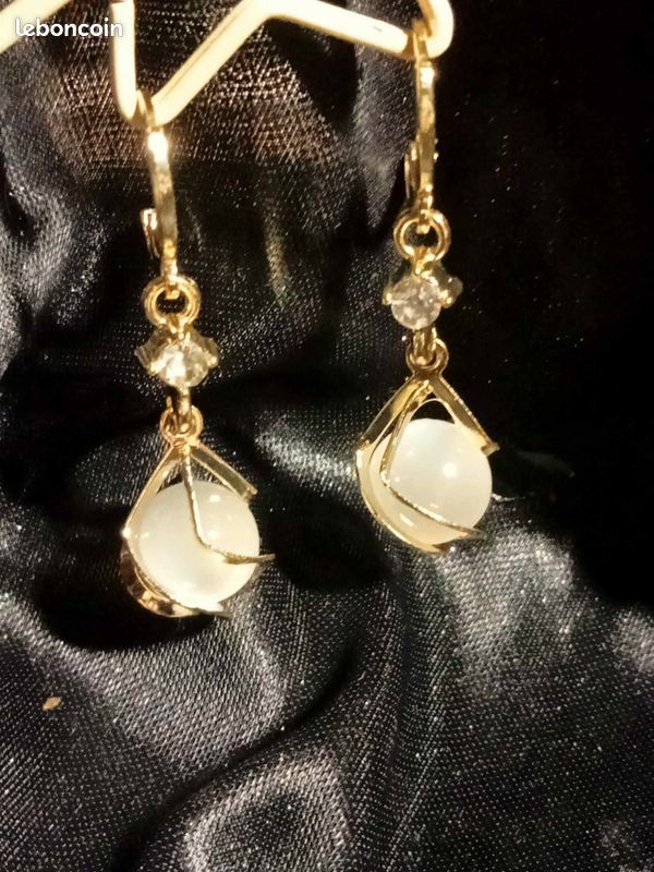 White Opal Dangle Earrings
