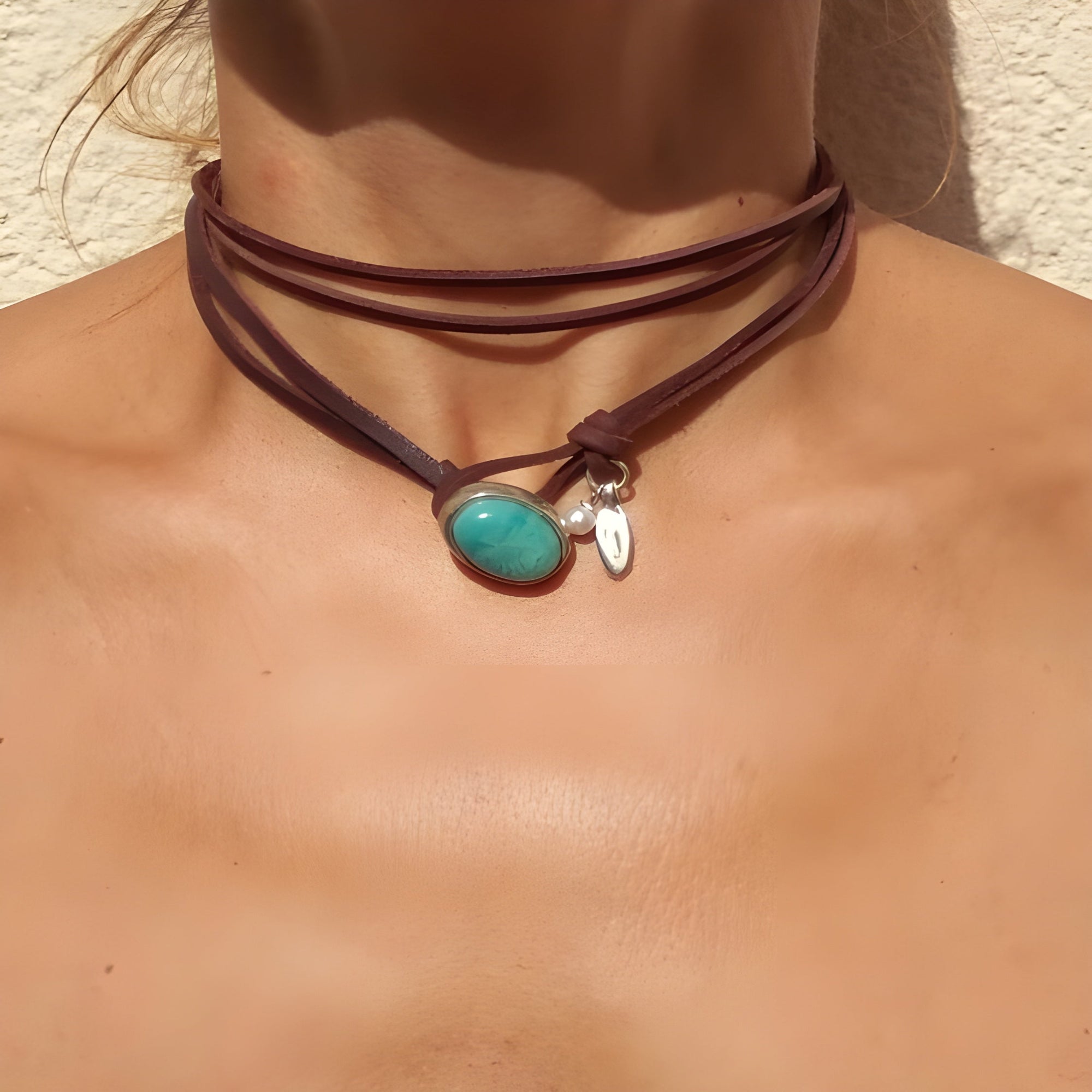 Vintage Bohemian Turquoise Pendant Necklace