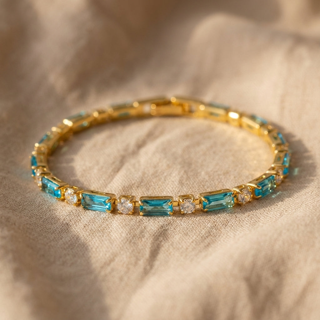 Elegant Natural Turquoise and Gold Bracelet