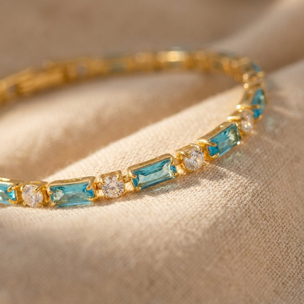 Elegant Natural Turquoise and Gold Bracelet