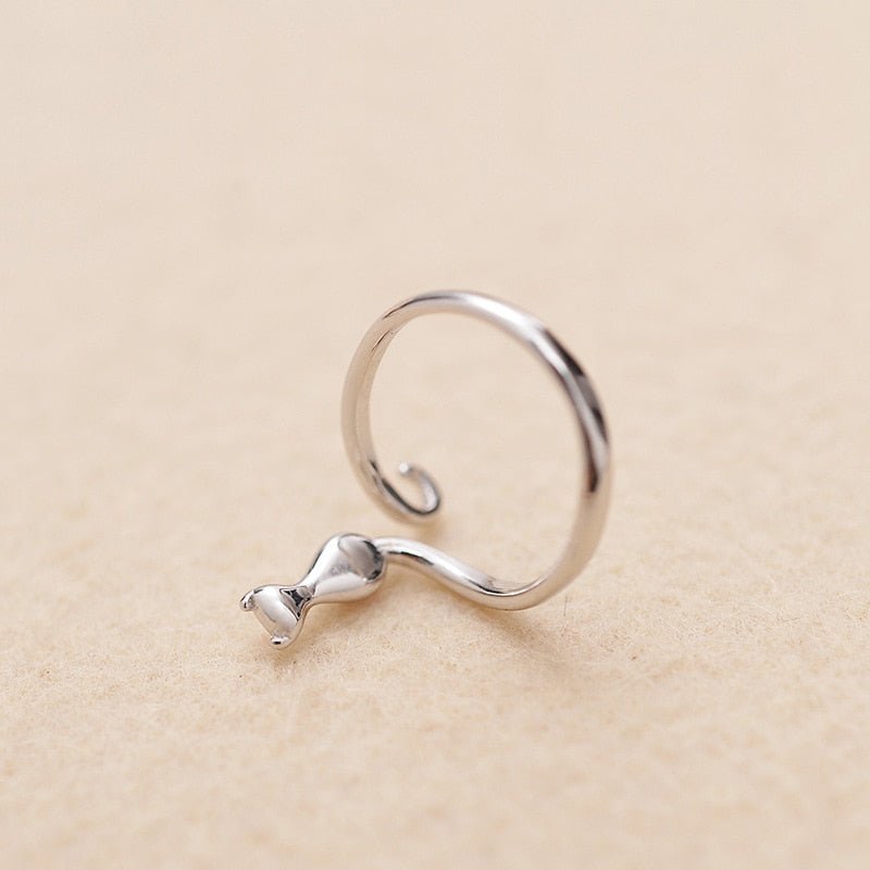 Silver Adorable Cat Ring